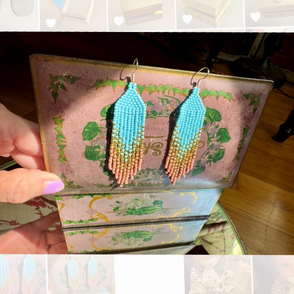 Handmade Bohemian Beaded Native Fringe Earrings